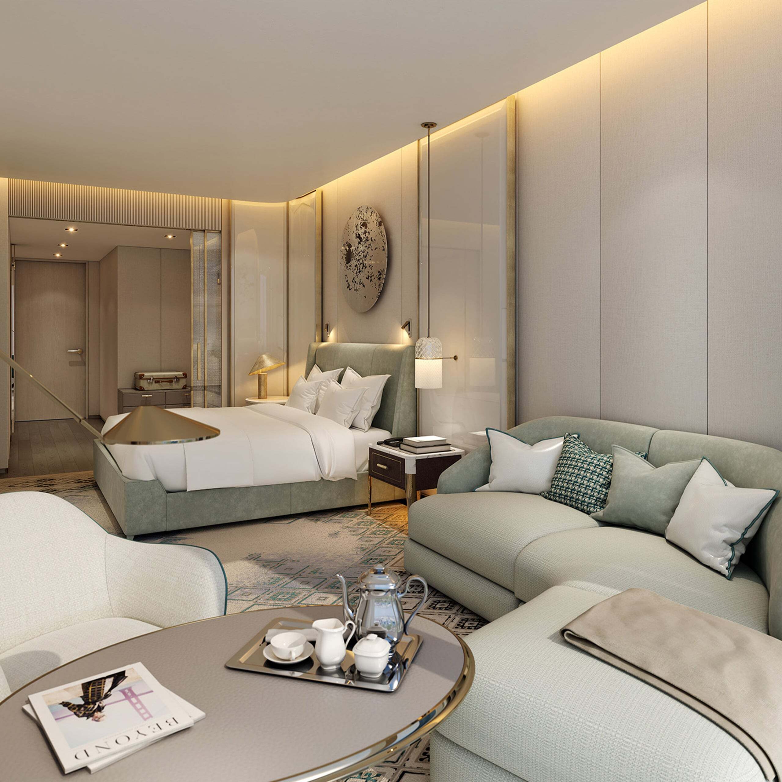 The bedroom at The Residences at The St. Regis Belgrade.