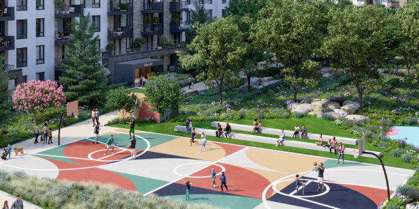 Basketball court in front of BW Iskra building