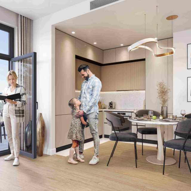 Kitchen with dining area and terrace in BW Sava Residences